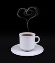 White coffee cup with heart smoke