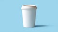 Minimalist white coffee cup on blue background. AI generated Royalty Free Stock Photo