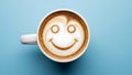 White coffee cup with smiley face latte art Royalty Free Stock Photo