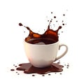 White coffee cup with a splash of brown liquid on the side Royalty Free Stock Photo