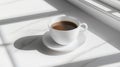 White Coffee Cup in Sunlight on Marble Surface Royalty Free Stock Photo