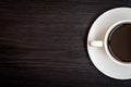 White coffee cup on wood table background with copy space, Half Royalty Free Stock Photo