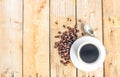 White coffee cup on wood table background