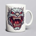 Color Engraved Demon Mug With Highly Detailed Illustration Royalty Free Stock Photo