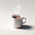 White coffee mug, isolated, white background, wih smoke