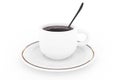 White coffee plate, spoon and cup with coffee