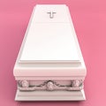 white coffins isolated on pink