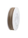 White coil with brown plastic for 3D printing insulated on white background