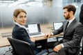 White-collar employees in the office of corporation Royalty Free Stock Photo