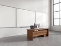 White college classroom with whiteboards Royalty Free Stock Photo