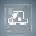 White Collimator sight icon isolated on grey background. Sniper scope crosshairs. Square glass panels. Vector Royalty Free Stock Photo