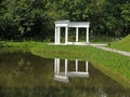 White colonnade in Yunost park in Kaliningrad, Russia