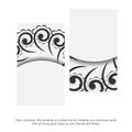 White color business card template with black greek pattern