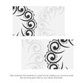 White color business card template with black Indian pattern