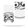 White color business card template with black luxury pattern