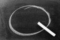 White chalk hand drawing in circle or round shape and chalk on blackboard background with copy space or empty area for Royalty Free Stock Photo