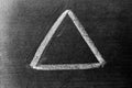 White chalk hand drawing in triangle shape on black board background