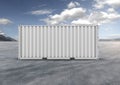 White color. container. 3D rendering.gray clouds.