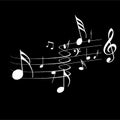 Music notes isolated in black color background