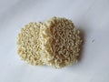 White color Instant noodles or dry noodles circle  on white background Royalty Free Stock Photo