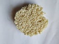 White color Instant noodles or dry noodles circle  on white background Royalty Free Stock Photo