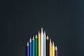 White color pencil lead other share idea on black background with copy space Royalty Free Stock Photo