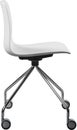 White color plastic chair with chrome legs, modern designer. Swivel chair isolated on white background.