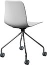 White color plastic chair with chrome legs, modern designer. Swivel chair isolated on white background.