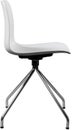 White color plastic chair with chrome legs, modern designer. Swivel chair isolated on white background.