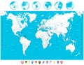 White color World Map and navigation icons highly detailed illus Royalty Free Stock Photo