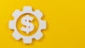 White-colored gear icon and dollar symbol. Royalty Free Stock Photo