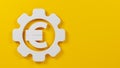 White-colored gear icon and euro symbol. Royalty Free Stock Photo