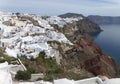 White colored Greek Islands style architecture over the caldera of Santorini Royalty Free Stock Photo