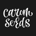 White colored hand drawn spice label - Carom seeds.