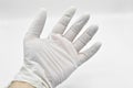 White colored surgery or protective latex gloves. Medical, hygiene. Royalty Free Stock Photo
