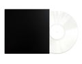 White Colored Vinyl Disc Mock Up. Vintage LP Vinyl Record with Black Cover Sleeve and White Label Isolated on White Background. Royalty Free Stock Photo