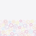 White colorful floral seamless vector border pattern. Wildflowers vector horizontal border. Line art flowers vector. Royalty Free Stock Photo