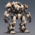 white combat robot from the future