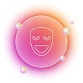 White Comedy theatrical mask icon isolated on white background. Orange and pink gradient circle background. Vector Royalty Free Stock Photo