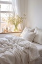 White Comforter Bed With Pillows