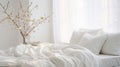 White Comforter Bed and Pillows