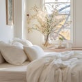 White Comforter Bed With Pillows