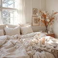 White Comforter Bed With Pillows