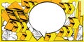 White Comic book speech bubble with yellow Comics abstract arrow Symbols. Royalty Free Stock Photo