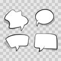 White comic speech bubble isolated on transparent background. Set empty speech bubble, cloud comic template on clear