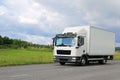 White Commercial Delivery Truck on the Road Royalty Free Stock Photo