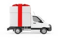 White Commercial Industrial Cargo Delivery Van Truck Loaded with Royalty Free Stock Photo