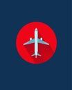 White commercial passenger airplane logo icon