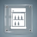 White Commercial refrigerator to store drinks icon isolated on grey background. Perishables for store or supermarket Royalty Free Stock Photo