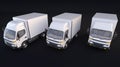 White Commercial Trucks on Black Background